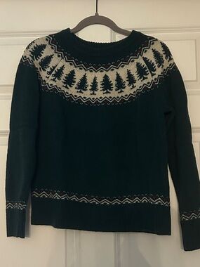 Kiel James Patrick Dark Green Fair Isle Tree Yoke Sweater